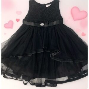 Sunny Fashion Party Dress Girls Size 4 Black Tulle Embroidered Formal Sleeveless